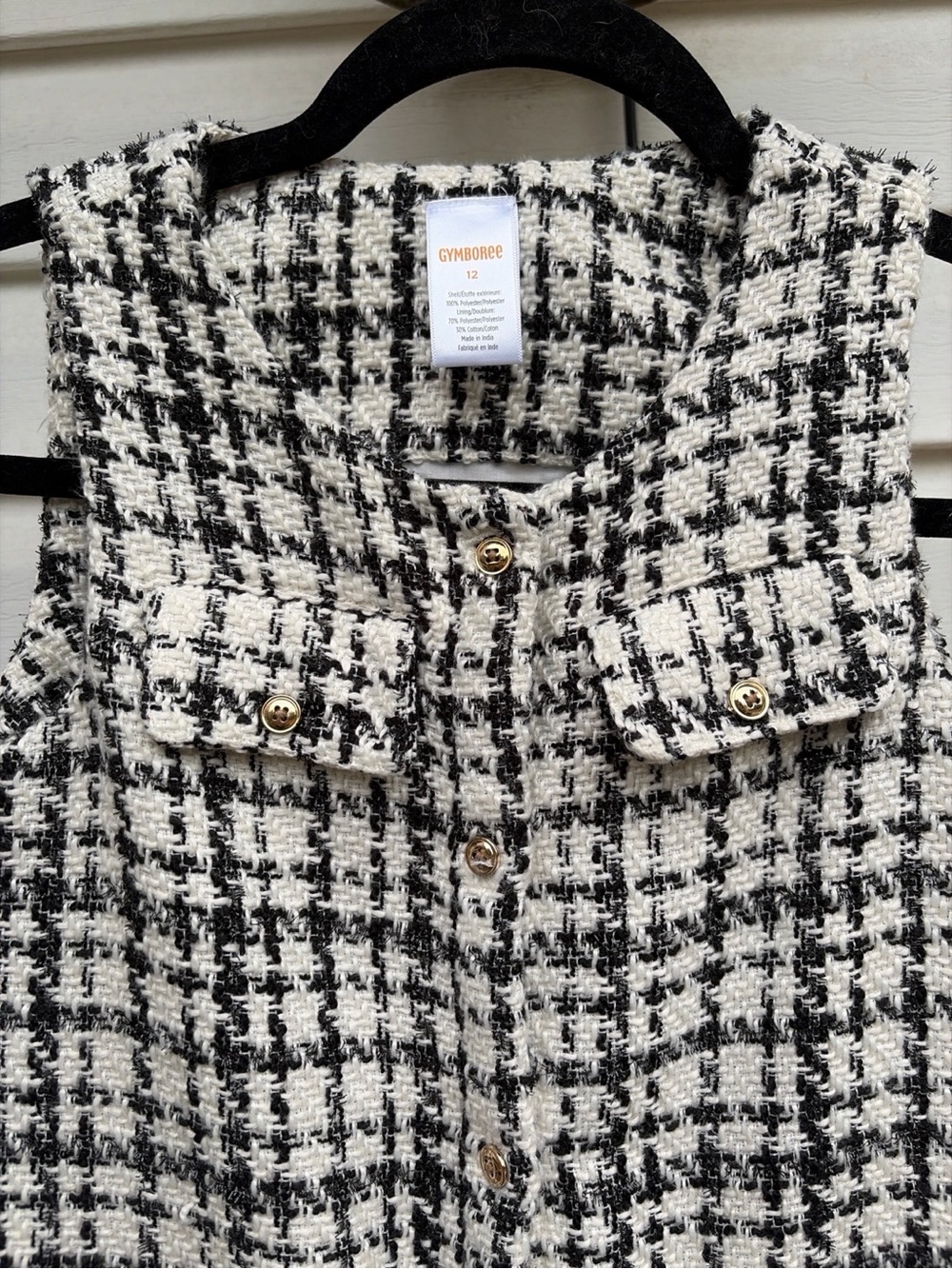 Gymboree Girls Size 12 Tweed Dress Black Ivory Holiday Christmas Church - Picture 2 of 5